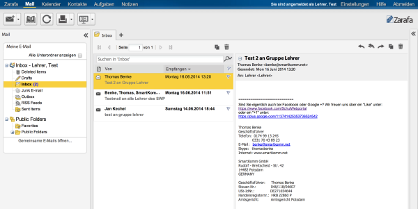 Sie haben direkten Zugriff auf die DienstmailAdressen Ihrer Kollegen